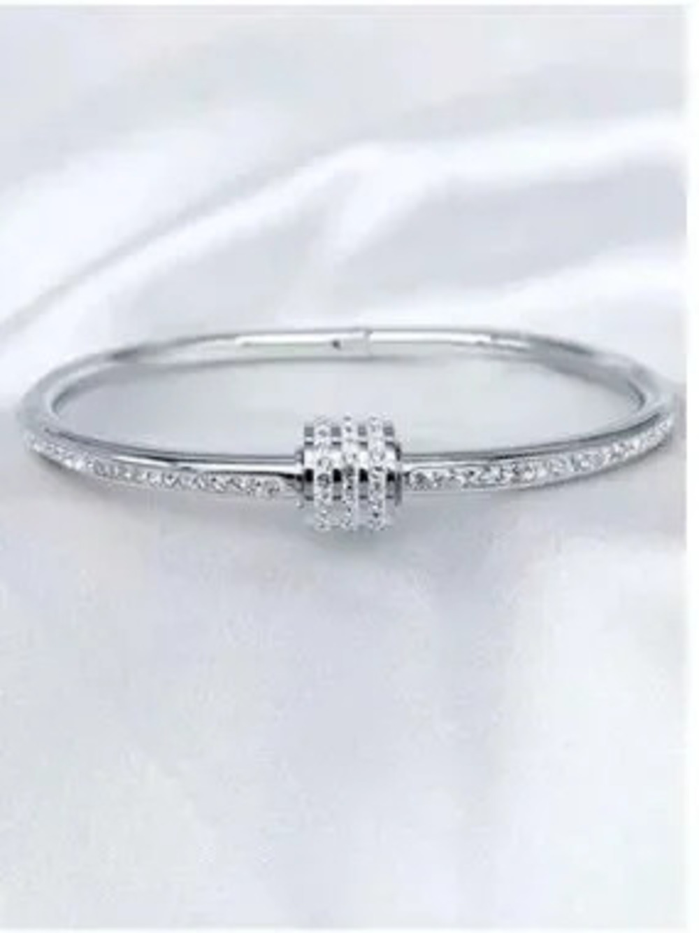 Silver Cubic Zirconia Bangle Bracelet